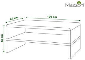 Mazzoni ROCK zwart glanzend en mat / beton, salontafel