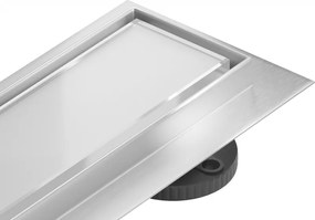 Mexen Flat MGW lijnafvoer 80 cm, wit glas - 1027080-15