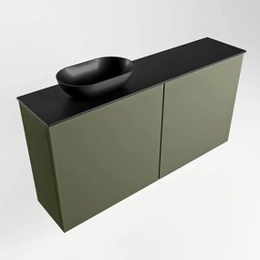 Mondiaz Fowy toiletmeubel 100cm army met zwarte waskom links zonder kraangat