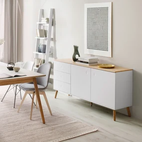 Tenzo Dot Scandinavisch Dressoir Wit Met Eiken - 162x43x79cm.
