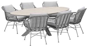 Garden Impressions Lucas tuinset 7-delig valley sand - Tulli tuintafel 220x115 cm - light teak vironwood