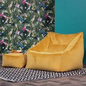 Natalia Velvet Armchair Bean Bag + Footstool
