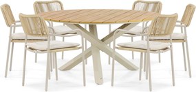 Tuinset 6 personen 150 cm Aluminium/rope Taupe Coco Penya/Ancona