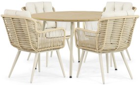 Tuinset 4 personen 125 cm Aluminium/wicker Taupe Coco Custa/Matale