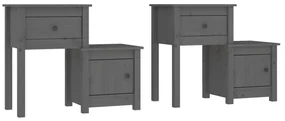 vidaXL Nachtkastjes 2 st 79,5x38x65,5 cm massief grenenhout grijs