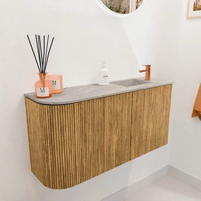 Mondiaz Joya DLux 80cm toiletmeubel ronding links oak met wastafel faye rechts 1 kraangat glace