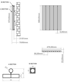 Eastbrook Charlton radiator 45x60cm aluminium 503W zwart mat