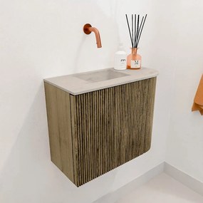 Mondiaz Joya DLux 50cm toiletmeubel ronding rechts dusk met wastafel faye links zonder kraangat opalo