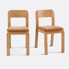 Set van 2 massief eiken gestoffeerde stoelen Talet