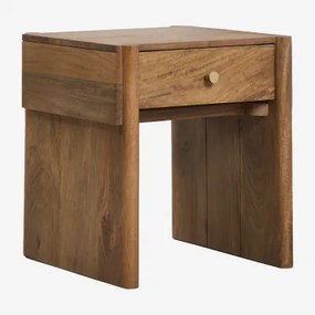 Pack Van 2 Nachtkastjes 45x45 Cm Van Mangohout Antonela Donker Handvat Hout - Sklum