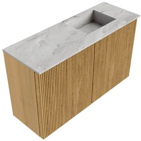 Mondiaz Joya DLux 70cm toiletmeubel oak met wastafel faye rechts 1 kraangat glace