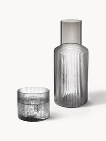 Mondgeblazen kleine waterkaraffen Ripple met waterglas, 2-delig