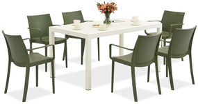 King/Victoria tuinset wit en groen voor 6 personen Bica