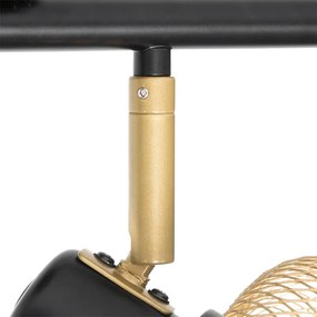 Industriële spot zwart met goud 4-lichts - Bliss Mesh