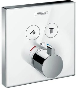 Hansgrohe ShowerSelect Glass afbouwdeel voor inbouw thermostaat met omstel voor 2 douchefuncties wit/chroom 15738400