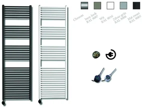 Sanicare Elektrische Design Radiator - 172 x 45 cm - 920 Watt - thermostaat chroom linksonder - zilver grijs HRLEC 451720/Z