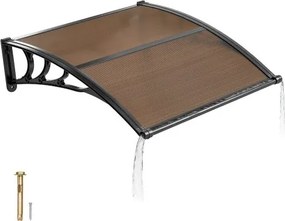 VEVOR luifel voor voordeur 965x1017 mm, aanbouwluifel, aanbouwluifel met afwatering en ABS-beugel, bescherming tegen regen, sneeuw en zon, polycarbonaat deurafdekking voor veranda en terras, bruin