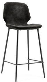 By-Boo Seashell Hoge Barstoel Kunstleer Zwart