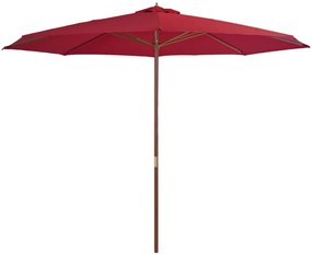 vidaXL Parasol met houten paal 350 cm bordeauxrood