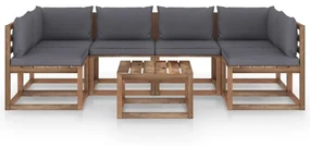 vidaXL 7-delige Loungeset pallet met kussens geïmpregneerd grenenhout