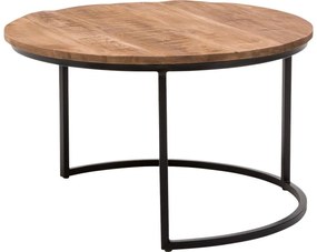 Goossens Salontafel Zida Xl rond, hout mango bruin, urban industrieel, 73 x 44 x 73 cm