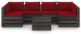vidaXL 7-delige Loungeset met kussens grijs geïmpregneerd hout