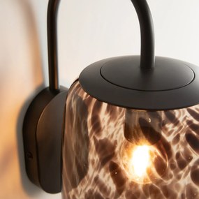 Wandlamp in staal en amber glas, Toleco