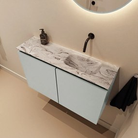 Mondiaz Ture DLux toiletmeubel 80cm greey met wastafel glace rechts zonder kraangat