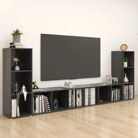 vidaXL Tv-meubelen 4 st 107x35x37 cm spaanplaat grijs