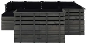vidaXL 10-delige Loungeset met kussens pallet massief grenenhout