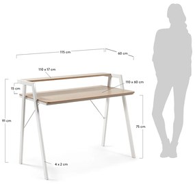 Kave Home Aarhus Wit Stalen Bureau - 115 X 60cm.