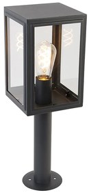 Buitenlamp paal grijs 50 cm IP44 - Sutton Klassiek / Antiek, Landelijk / Rustiek, Retro E27 IP44 Buitenverlichting kubus / vierkant vierkant