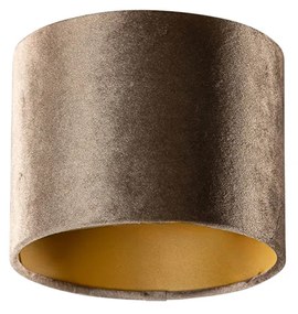 Velours lampenkap bruin met gouden binnenkant 18/18/14 Klassiek / Antiek rond