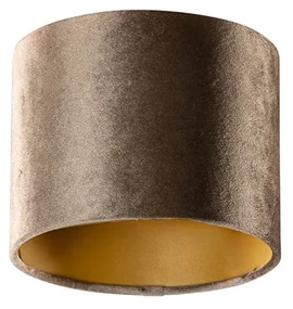 Velours lampenkap bruin met gouden binnenkant 18/18/14 Klassiek / Antiek rond