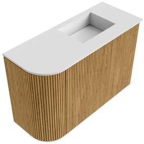 Mondiaz Joya 60cm toiletmeubel ronding links oak met wastafel faye rechts zonder kraangat talc