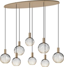 Ascha 8-lichts Hanglamp Zwart Beige