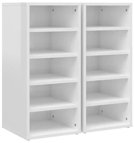 vidaXL Schoenenkasten 2 st 31,5x35x70 cm spaanplaat hoogglans wit