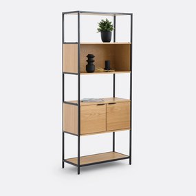 Modulaire boekenkast, 1 nis, 2 deuren, eikenfineer, Volga