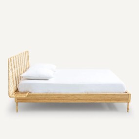 Bed in rotan met bedbodem en nachtkastjes, Saghil