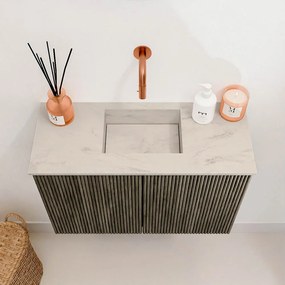 Mondiaz Joya DLux 60cm toiletmeubel shadow met wastafel faye midden zonder kraangat opalo