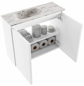 Mondiaz Ture DLux toiletmeubel 60cm talc met wastafel glace links zonder kraangat