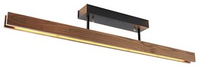 Landelijke plafondlamp noten hout 98 cm incl. LED 3-staps dimbaar - Holz Landelijk Binnenverlichting Lamp