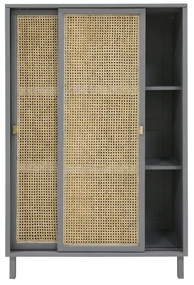 HKliving Webbing Webbing Kast Met Schuifdeuren Grijs - 95x40x140cm.