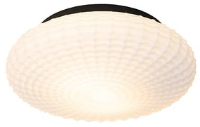 Klassieke plafondlamp zwart met opaal glas 35 cm IP44 - Nohmi