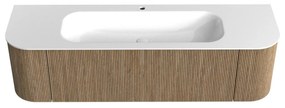 Mondiaz Kurve 160cm badmeubel ronding links/rechts dusk met 1 lade en 2 deuren en wastafel big medium midden 1 kraangat