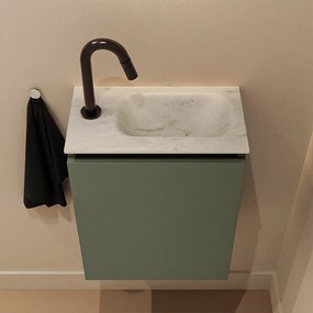 Mondiaz Ture DLux toiletmeubel 40cm army met wastafel opalo rechts met kraangat