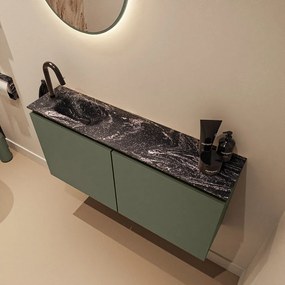 Mondiaz Ture DLux toiletmeubel 100cm army met wastafel lava links met kraangat