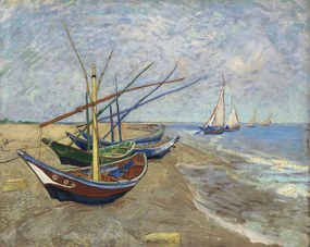 Kunstreproductie Fishing Boats on the Beach at Saintes-Maries-de-la-Mer, Vincent van Gogh