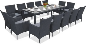 Milan/Grenada 14 technorattan tuinmeubelen met grote Garden Point tafel antraciet