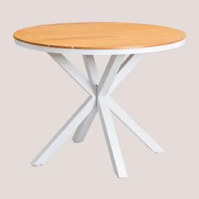 Ronde Tuintafel Van Eucalyptus- En Aluminiumhout Archer Ø100 Cm & Gardenia Wit - Sklum